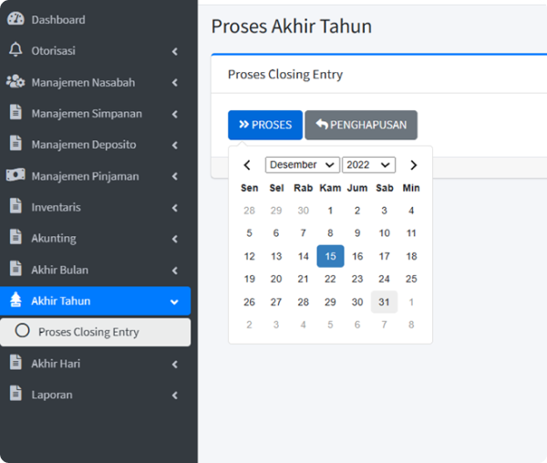 Menu Proses Akhir Tahun
